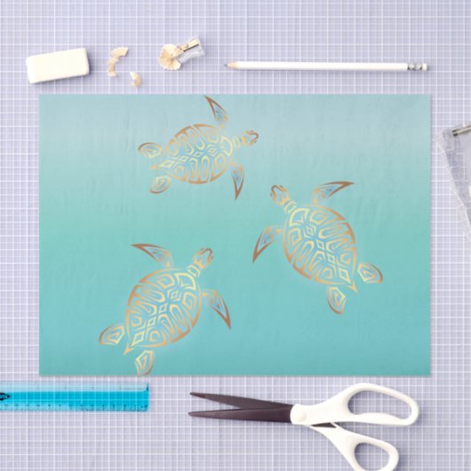 Gold Turquoise Turtles Tissuepapier (Craft)