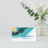 Gold Turtle Blauwgroen Ink Beach Front Rentes Visitekaartje (Staand voorkant)