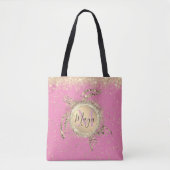 Gold Turtle Glitter Gepersonaliseerd op Roze Tote Bag (Voorkant)