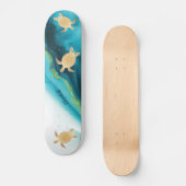 Gold Turtle Tribal Blauwgroen Ink Agate Monogram. Persoonlijk Skateboard (Voorkant)