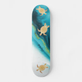 Gold Turtle Tribal Blauwgroen Ink Agate Monogram. Persoonlijk Skateboard (Voorkant)