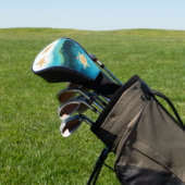 Gold Turtle Tribal Blauwgroen Ink Monogram Beach Golfheadcover (Insitu)