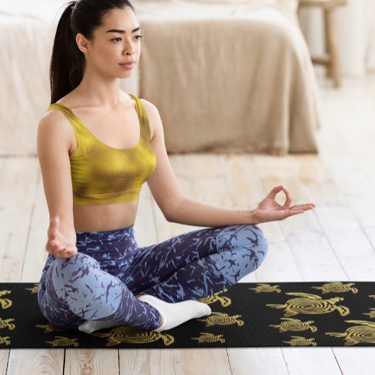Gold Turtle Tropical Hawaii Nautical Yogamat