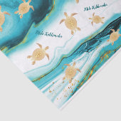 Gold Turtle White Blauwgroen Ink Mele Kalikimaka Tissuepapier (Detail)