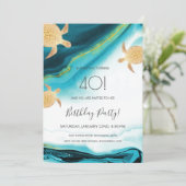 Gold Turtles Beach Thema | Verjaardag Kaart (Staand voorkant)