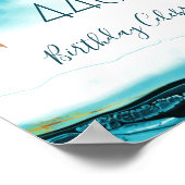 Gold Turtles Blauwgroen Ink Custom Birthday Party Poster (Hoek)