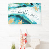 Gold Turtles Blauwgroen inkt | Aangepaste verjaard Spandoek (Insitu)