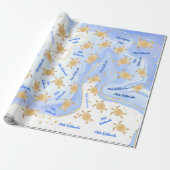 Gold Turtles Blue Ink | Kerstmis Mele Kalikimaka Cadeaupapier (Uitgerold)