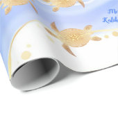 Gold Turtles Blue Ink | Kerstmis Mele Kalikimaka Cadeaupapier (Rol Hoek)