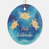 Gold Turtles Blue | Kerstmis in Hawaïti Keramisch Ornament (Links)