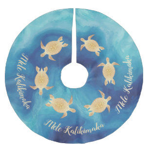 Gold Turtles Blue   Mele Kalikimaka   Kerstboom Rok