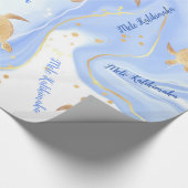 Gold Turtles Blue | Mele Kalikimaka | Kerstmis Cadeaupapier (Hoek)