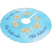 Gold Turtles Mele Kalikimaka Blue Bokeh Kerstboom Rok (Gekanteld)