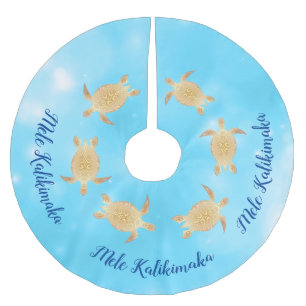 Gold Turtles Mele Kalikimaka Blue Bokeh Kerstboom Rok