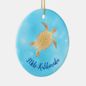 Gold Turtles Mele Kalikimaka Hawaiian Kerstmis Keramisch Ornament (Rechts)