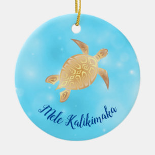 Gold Turtles Mele Kalikimaka Hawaiian Kerstmis Keramisch Ornament