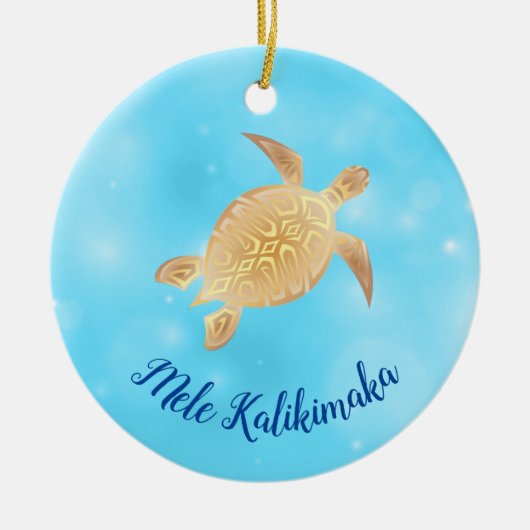 Gold Turtles Mele Kalikimaka Hawaiian Kerstmis Keramisch Ornament (Voorkant)