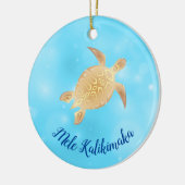 Gold Turtles Mele Kalikimaka Hawaiian Kerstmis Keramisch Ornament (Links)
