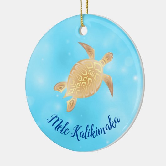 Gold Turtles Mele Kalikimaka Hawaiian Kerstmis Keramisch Ornament (Links)