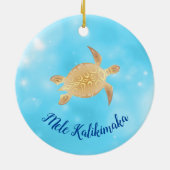 Gold Turtles Mele Kalikimaka Hawaiian Kerstmis Keramisch Ornament (Achterkant)