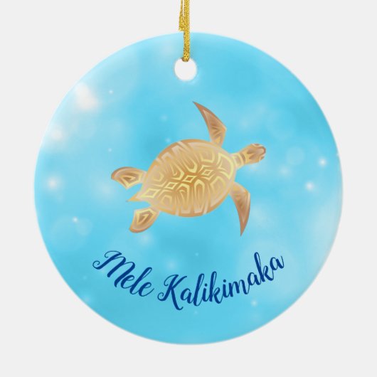 Gold Turtles Mele Kalikimaka Hawaiian Kerstmis Keramisch Ornament (Achterkant)