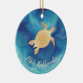 Gold Turtles Mele Kalikimaka Hawaiian Kerstmis Keramisch Ornament (Rechts)