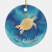 Gold Turtles Mele Kalikimaka Hawaiian Kerstmis Keramisch Ornament (Voorkant)