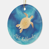 Gold Turtles Mele Kalikimaka Hawaiian Kerstmis Keramisch Ornament (Links)