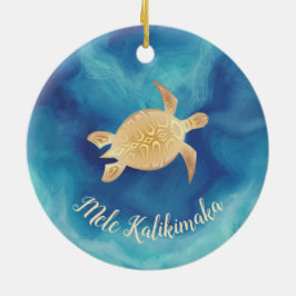 Gold Turtles Mele Kalikimaka Hawaiian Kerstmis Keramisch Ornament