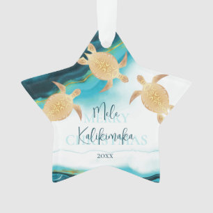Gold Turtles Mele Kalikimaka Hawaiian Kerstmis Ornament