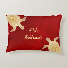 Gold Turtles Mele Kalikimaka Hawaiian Red Accent Kussen