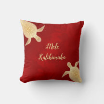 Gold Turtles Mele Kalikimaka Hawaiian Red