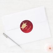 Gold Turtles Red | Mele Kalikimaka | Aangepast Ronde Sticker (Envelop)
