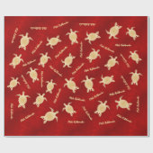 Gold Turtles Red | Mele Kalikimaka | Kerstmis Cadeaupapier (Vlak)