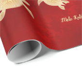 Gold Turtles Red | Mele Kalikimaka | Kerstmis Cadeaupapier (Rol Hoek)