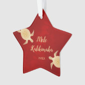 Gold Turtles Red | Mele Kalikimaka | Kerstmis Ornament (voorkant)