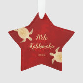 Gold Turtles Red | Mele Kalikimaka | Kerstmis Ornament (voorkant)
