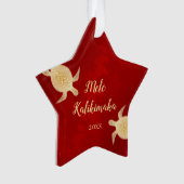 Gold Turtles Red | Mele Kalikimaka | Kerstmis Ornament (voorkant)