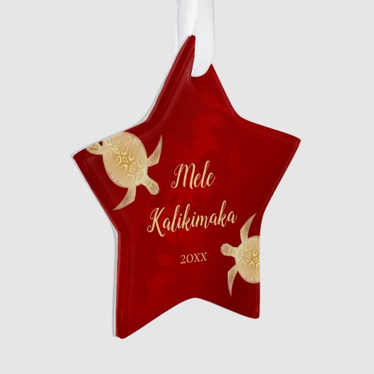 Gold Turtles Red | Mele Kalikimaka | Kerstmis Ornament (voorkant)
