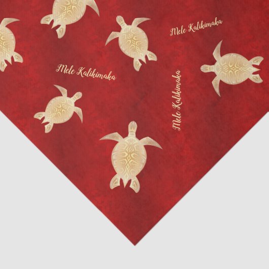 Gold Turtles Red Mele Kalikimaka Tissuepapier (Detail)