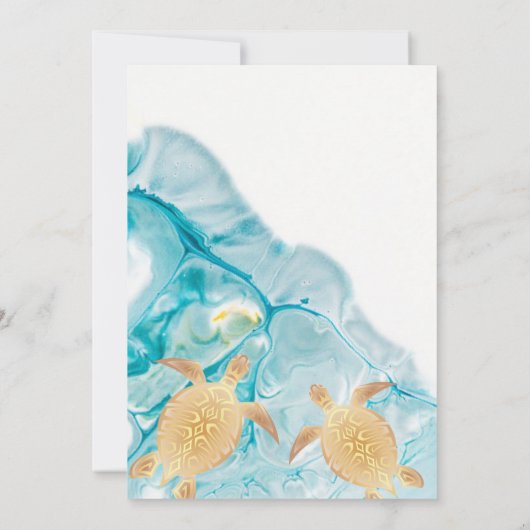 Gold Turtles Sky Blue Ink Kaart (Achterkant)