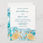 Gold Turtles Sky Blue Ink Kaart (Voorkant / Achterkant)