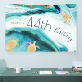 Gold Turtles Teal Ink | Custom Birthday Spandoek (Beurs)
