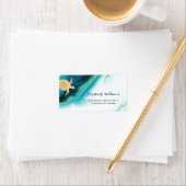 Gold Turtles Turquoise Waterverf Ink Coastal Etiket (Insitu)