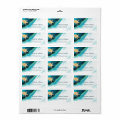 Gold Turtles Turquoise Waterverf Ink Coastal Etiket (Full Sheet)