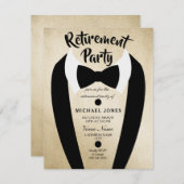 Gold Tuxedo Bow Stropdas Retirement Party Invite Kaart (Voorkant / Achterkant)