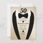 Gold Tuxedo Mannen 50th Birthday Party Invitation Kaart<br><div class="desc">Ontwerp met dank aan https://www.etsy.com/shop/teabreakart</div>