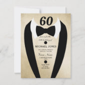 Gold Tuxedo Mannen 60e verjaardag Uitnodiging (Voorkant)