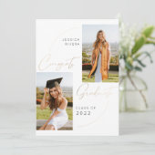 Gold Twee foto's Congrats Afstuderen Klasse van 20 Aankondiging (Staand voorkant)