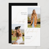 Gold Twee foto's Congrats Afstuderen Klasse van 20 Aankondiging (Voorkant / Achterkant)